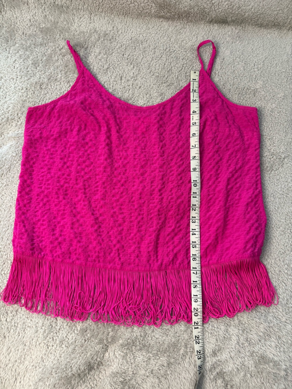 Lilly Pulitzer Pink Fringe Tank Top Size L Boho Festival Textured Cami Summer - Picture 6 of 8